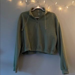 Pacsun Mint green cropped quarter zip